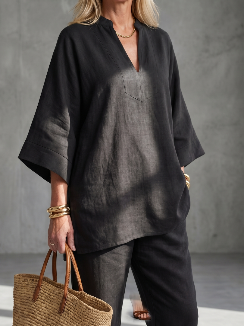 Georgiana - V Neck Tunic Gathered Trouser Set