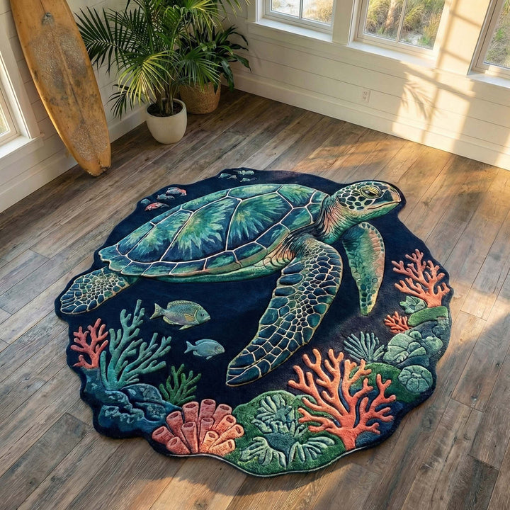 Eleanora - Shaped Rug - Deep Sea Turtle