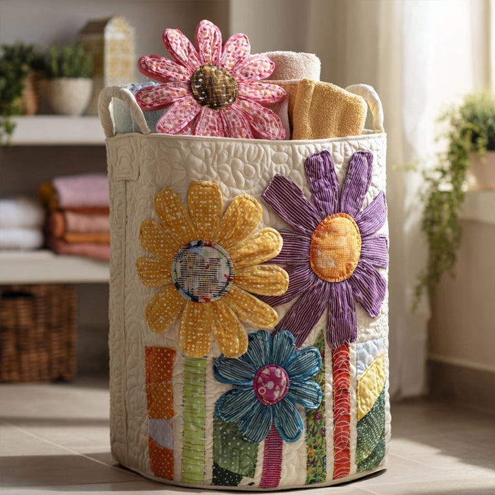 Quilted Laundry Basket - Vintage Flowers