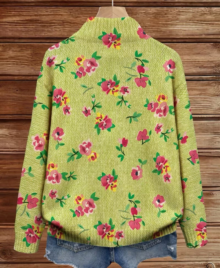 Beverly | Floral Lime Zip Cardigan