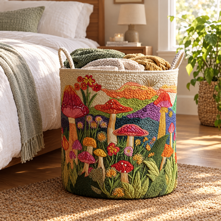 Quilted Laundry Basket - Garden at Dawn