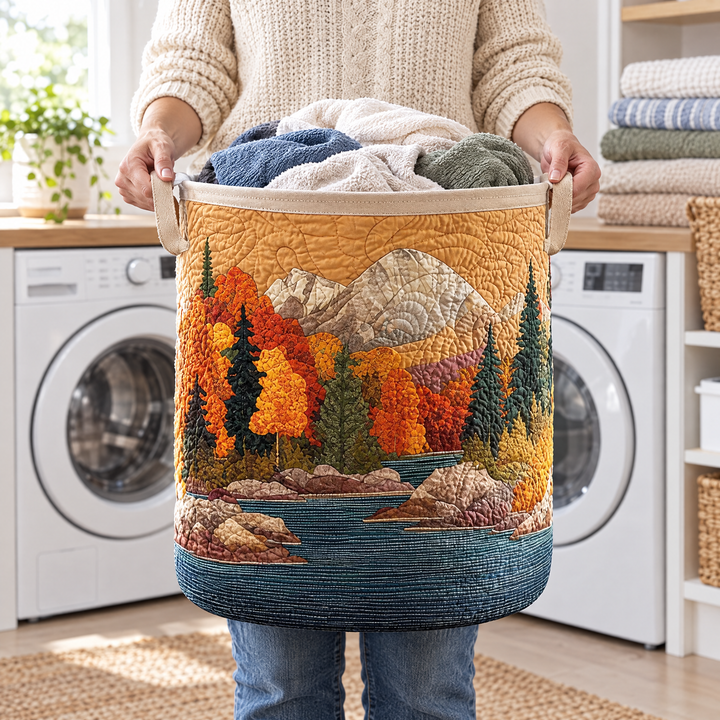 Quilted Laundry Basket - Autumn River
