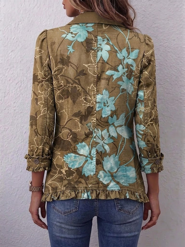 Claire™ | Boho Gradient Vintage Floral Ruffle Jacket