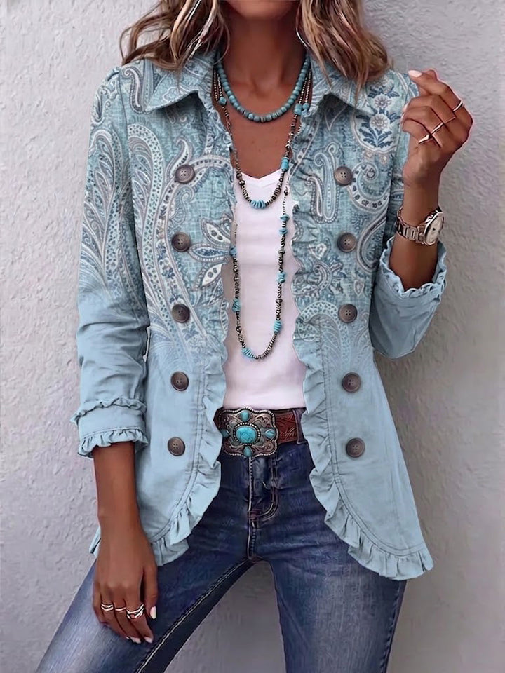 Helen™ | Vintage Paisley Print Ruffled Jacket