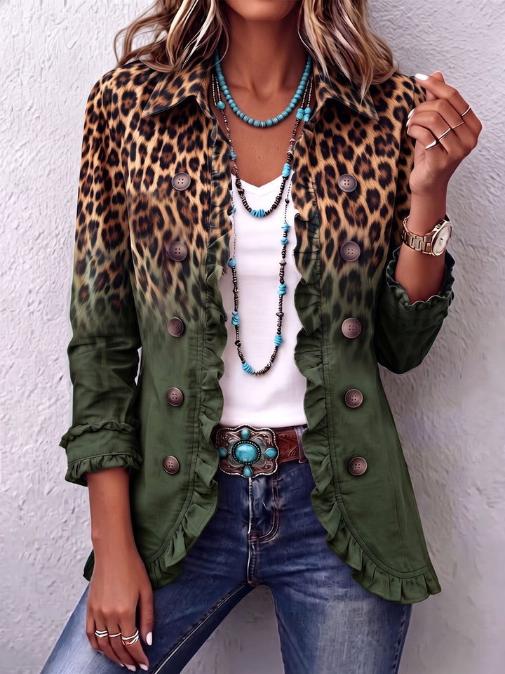 Janice™ | Leopard Ombre Ruffle Blazer Jacket