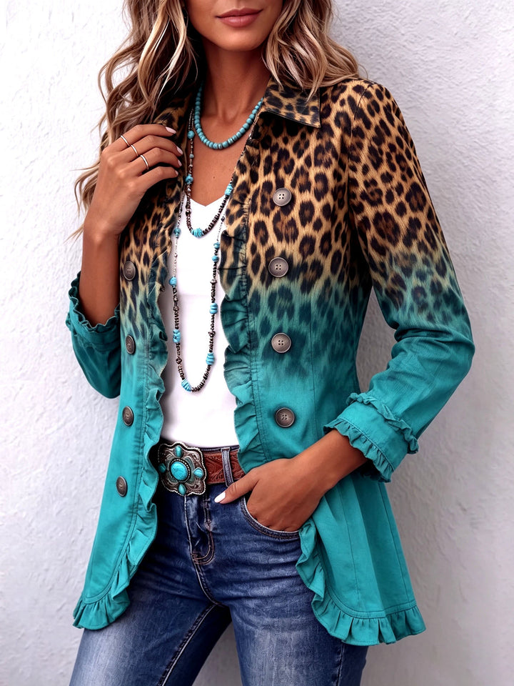 Janice™ | Leopard Ombre Ruffle Blazer Jacket