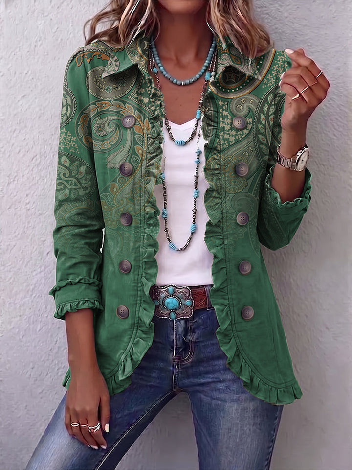 Caroline™ | Bohemian Paisley Print Ruffled Jacket