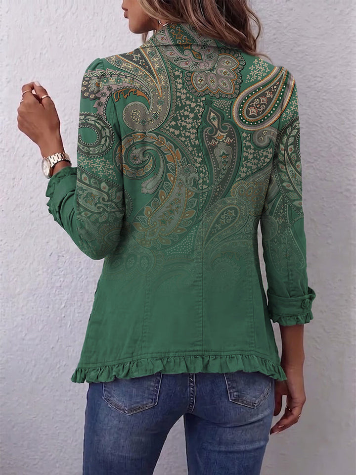 Caroline™ | Bohemian Paisley Print Ruffled Jacket