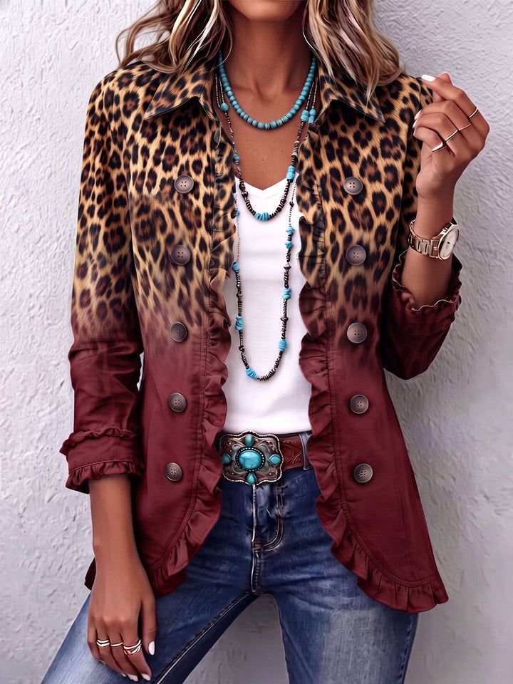 Janice™ | Leopard Ombre Ruffle Blazer Jacket