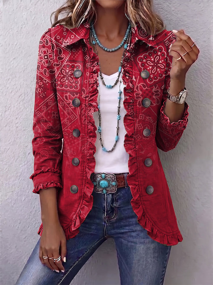Brenda™ | Bohemian Paisley Ombré Print Ruffled Jacket