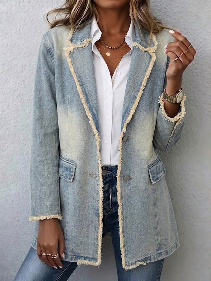 Amanda™ | Vintage-Style Oversized Blazer with Raw Edges