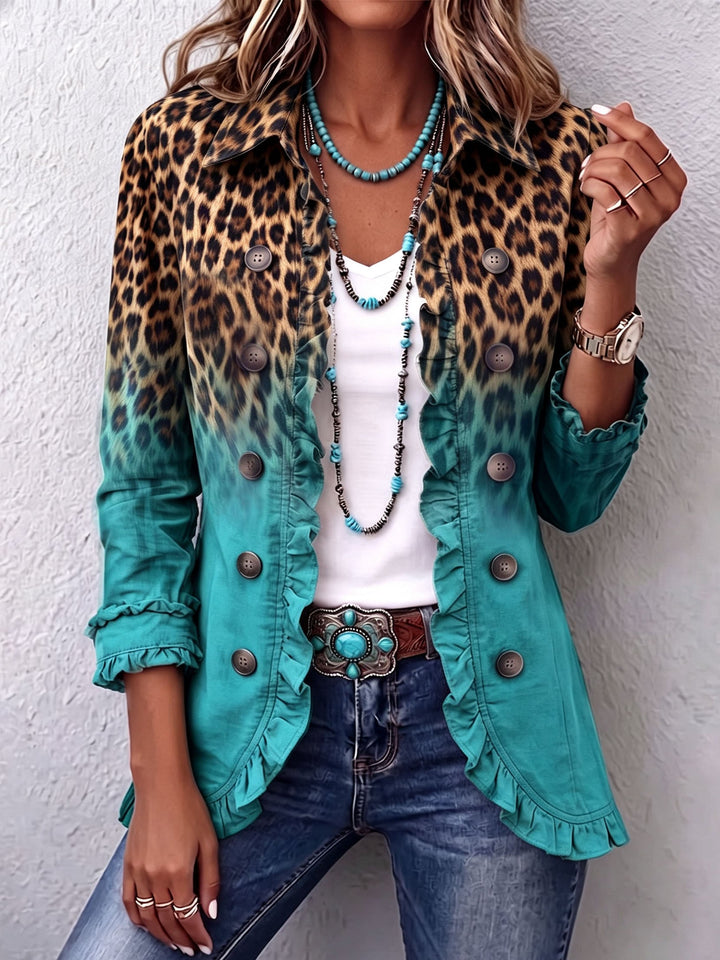 Janice™ | Leopard Ombre Ruffle Blazer Jacket