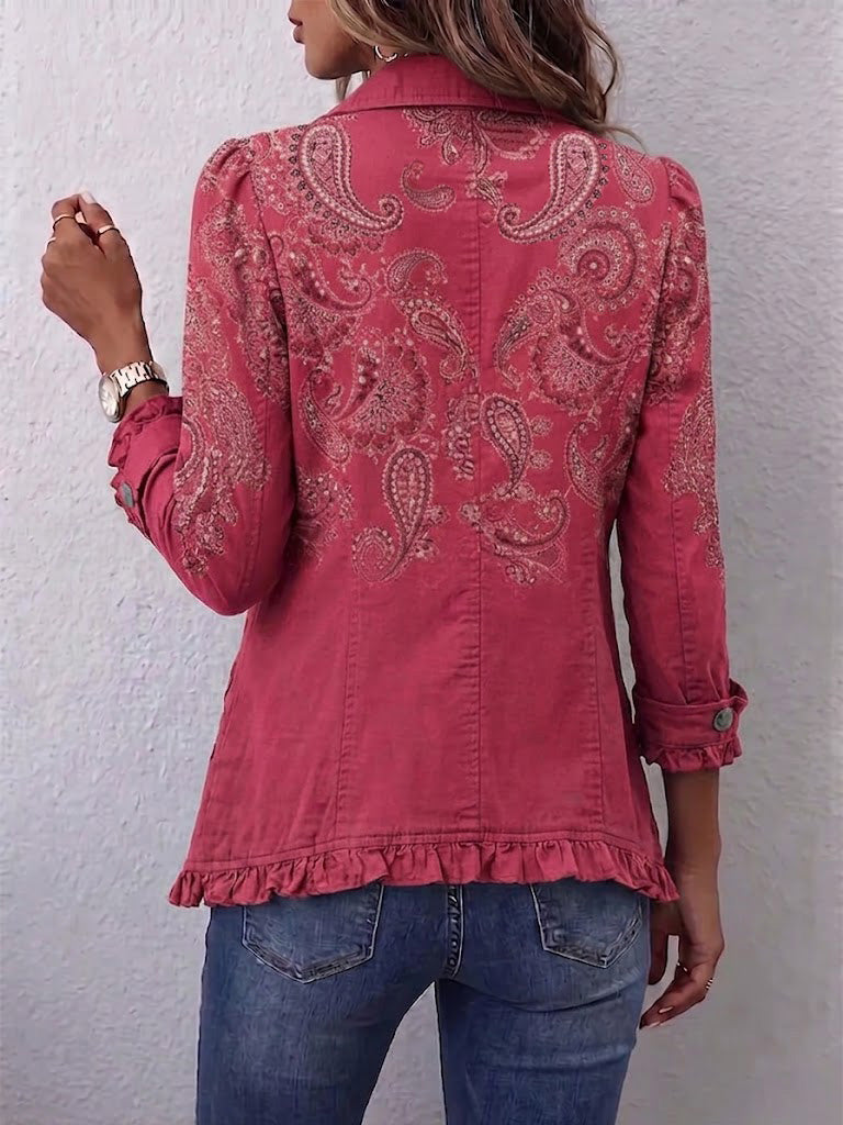 Catherine™ | Vintage Paisley Print Ruffled Jacket
