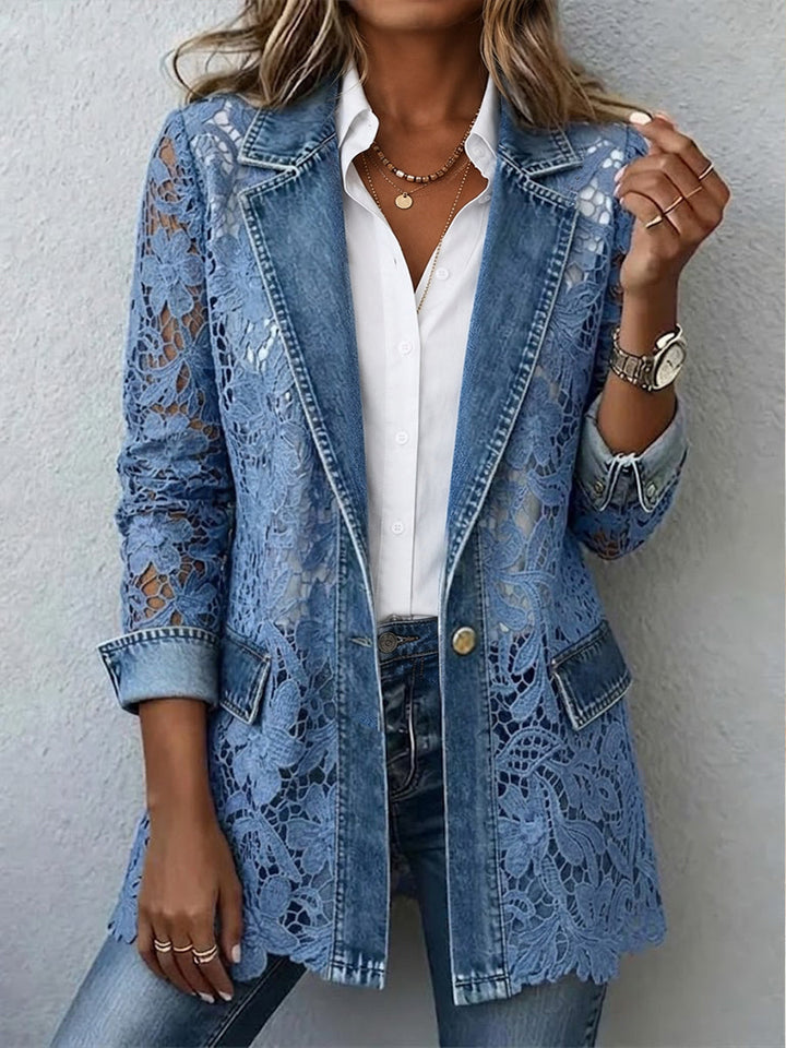 Gail™ | Blazer Jacket with Floral Lace Paneling