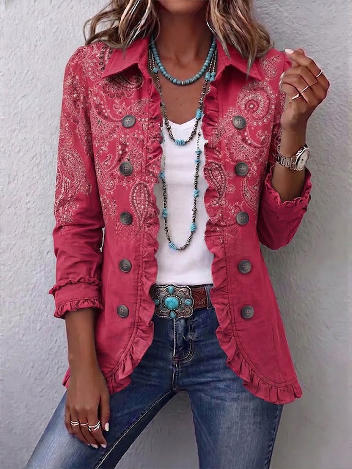 Catherine™ | Vintage Paisley Print Ruffled Jacket