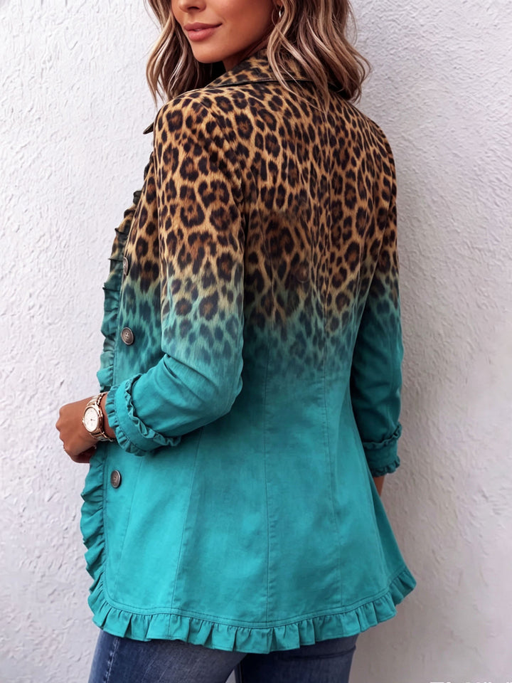 Janice™ | Leopard Ombre Ruffle Blazer Jacket