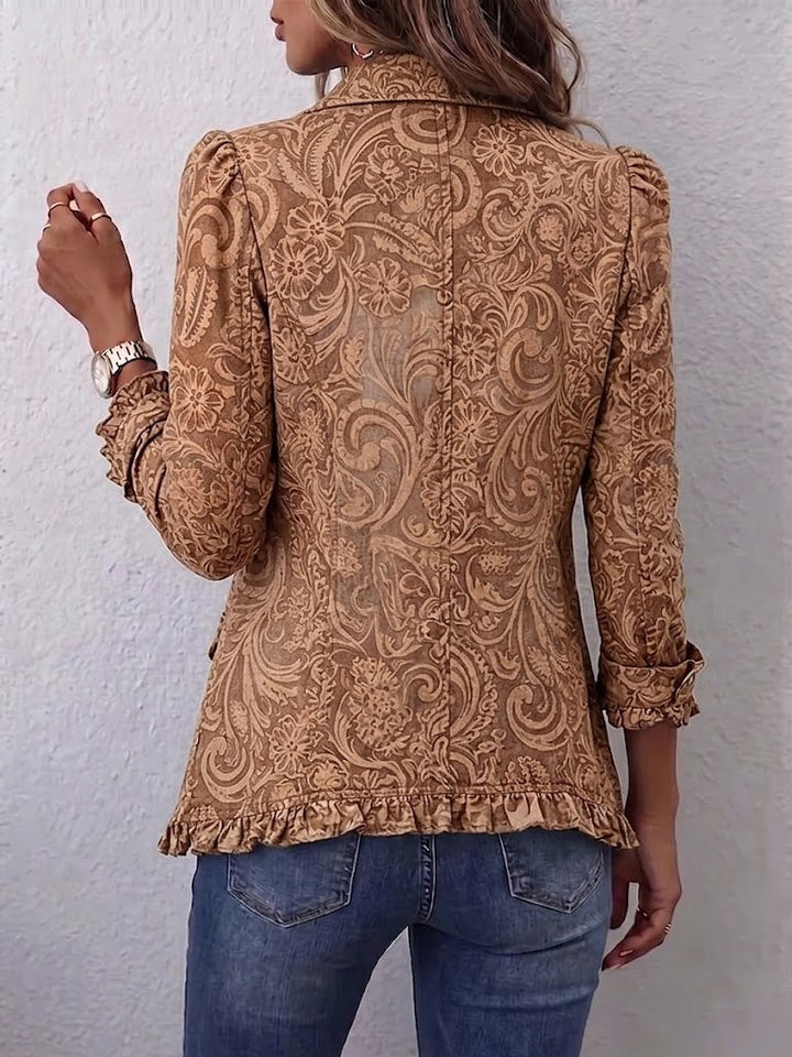 Deborah™ | Vintage Bohemian Floral Print Ruffled Jacket