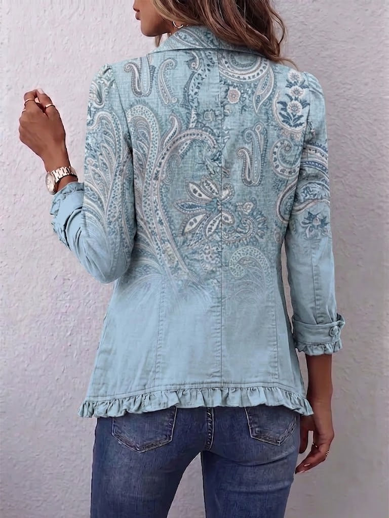 Helen™ | Vintage Paisley Print Ruffled Jacket