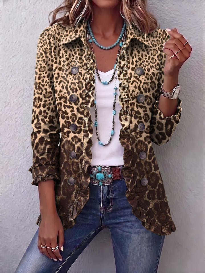 Donna™ | Leopard Print Ruffled Jacket