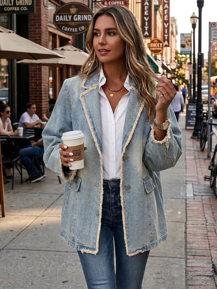 Amanda™ | Vintage-Style Oversized Blazer with Raw Edges